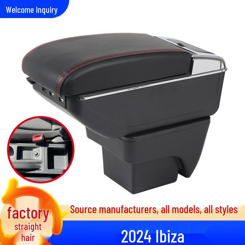 Seat Ibiza Armrest Box: Modified Center Console Storage Accessory, Compatible with 24 Models Single-layer Black with Black Stitching