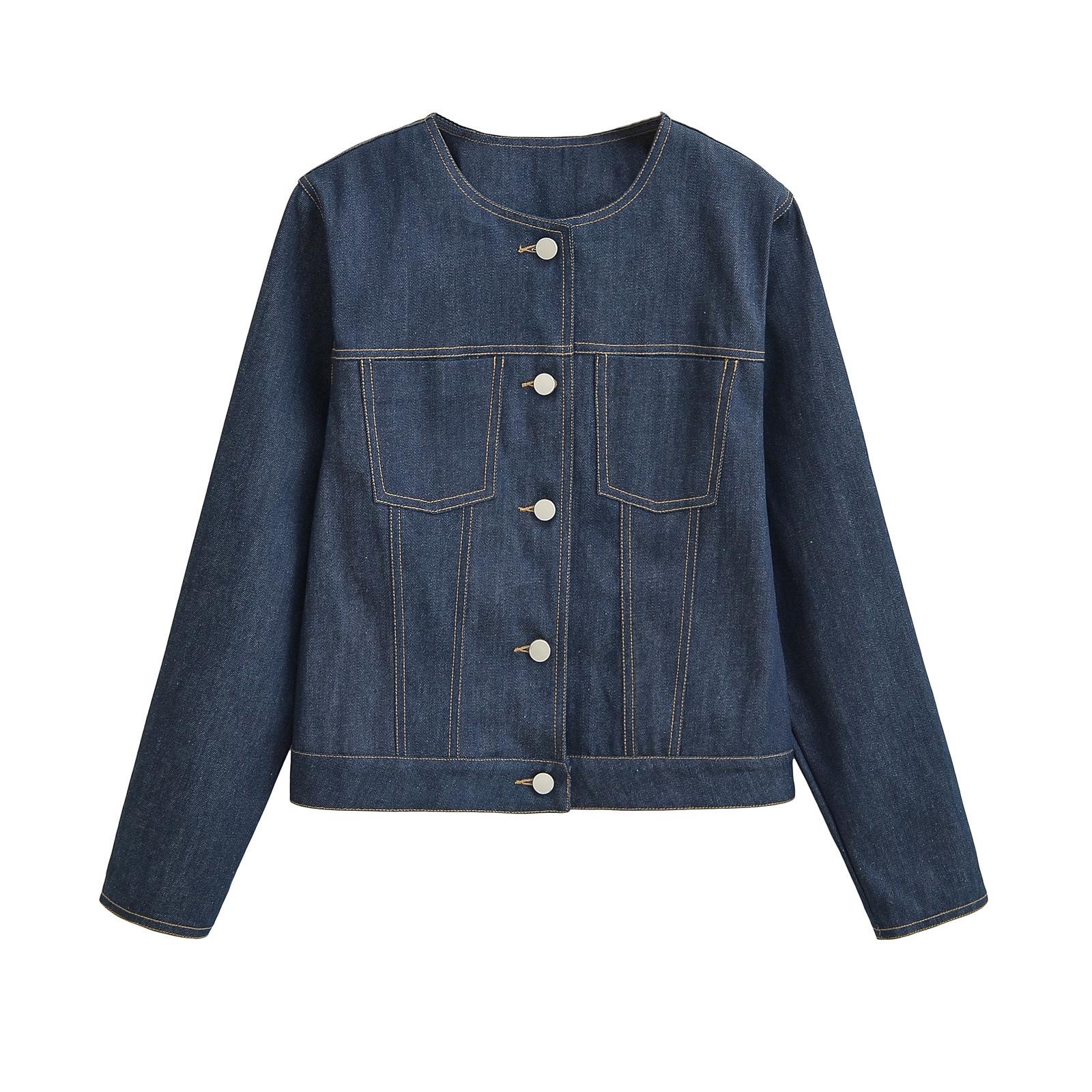 

2025 Spring Women s Casual Patchwork Denim Jacket L
