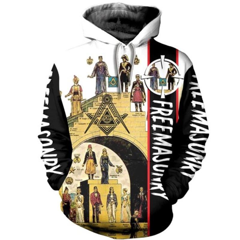 Zednářské 3D tištěné mikiny pro muže, oblečení, módní punkové zednářství, grafické mikiny, ležérní streetwear, dámské svetry Y2k