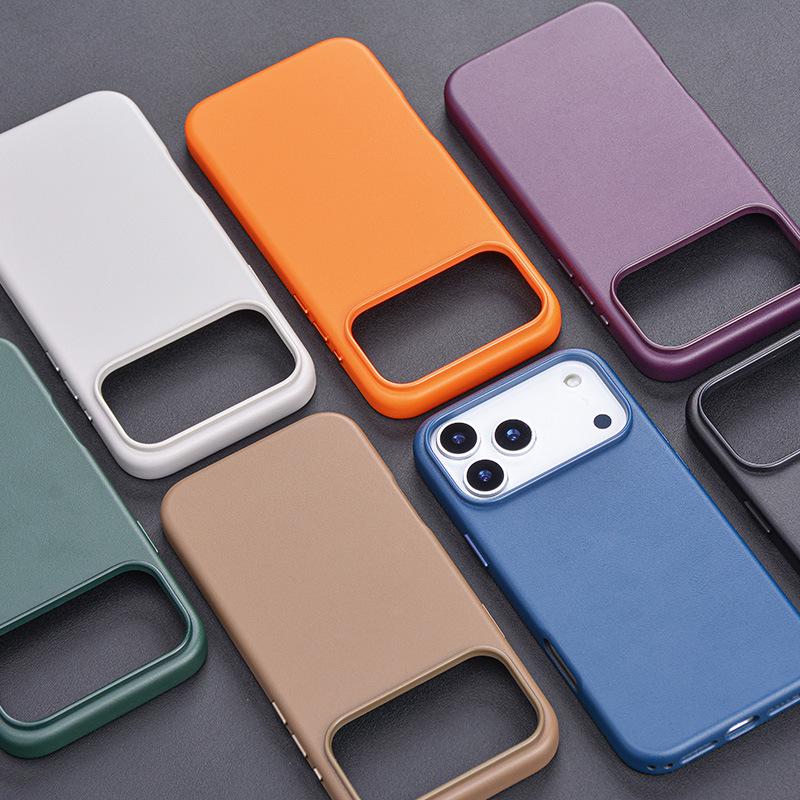 iPhone 17 Air Plain Leather Texture Magsafe Case Pro Max Magnetic Full Coverage Protective