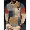 Men's Casual Deer Head Print-digital 3D Printing Stitching Contrasting Shirt-breathable Long-sleeved Top
