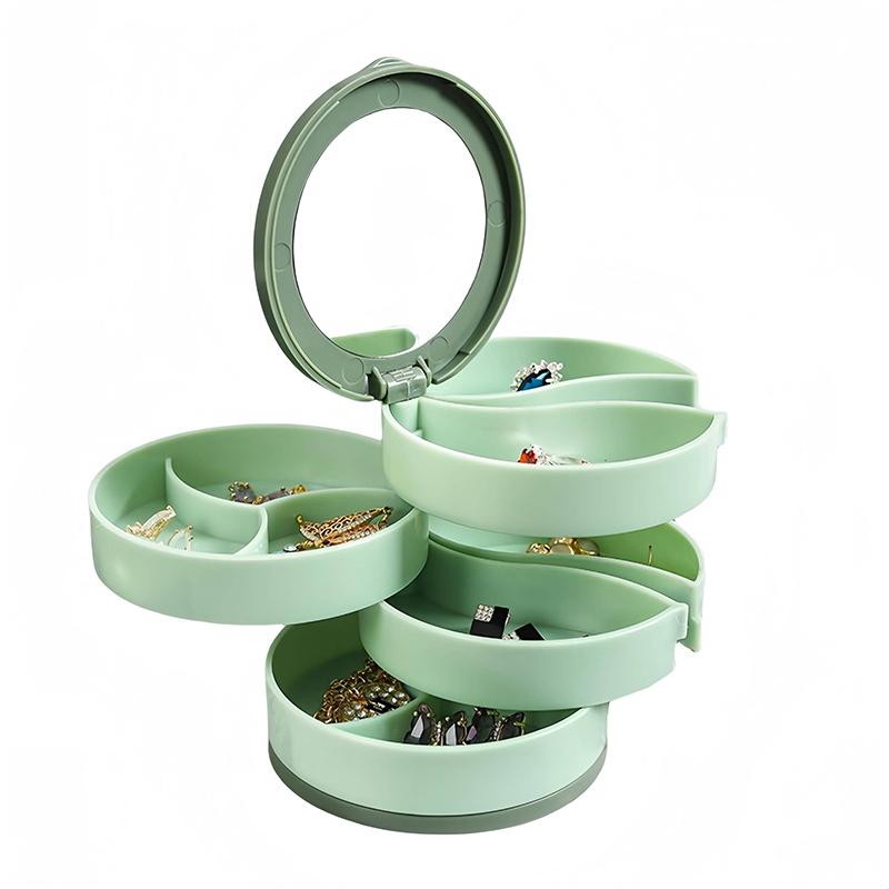 Four-Layer Jewelry Box-Rotatable Jewelry and Cosmetics Storage Box-Earrings and Necklaces Holder-Dust-Proof Storage Rack