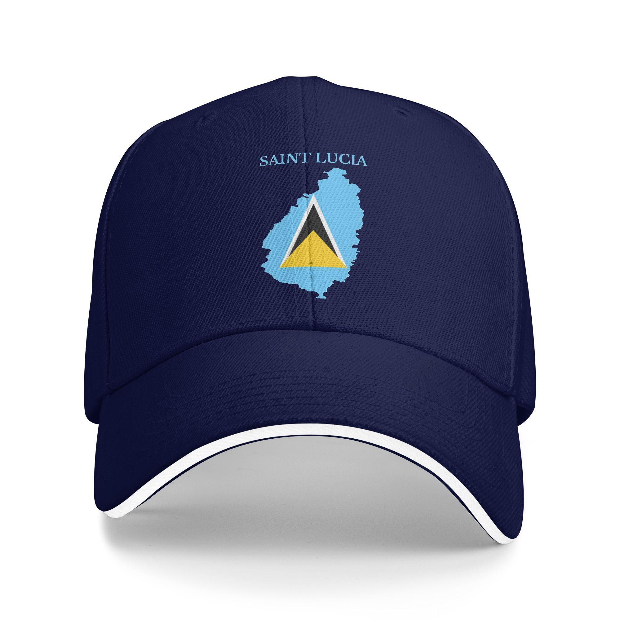 

Saint Lucia Flag Baseball Cap Outdoor Gym Breathable Trucker Hat Men Women y2k Cool Custom Logo Snapback Cap One Size темно-синього кольору