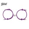 Magnetic Alloy Love Charm Bracelet 2Pcs/Set Matching Heart Pendant Couple