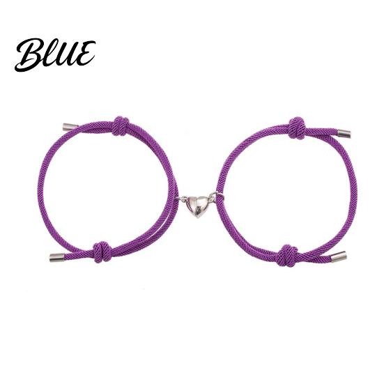 Magnetic Alloy Love Charm Bracelet 2Pcs/Set Matching Heart Pendant Couple