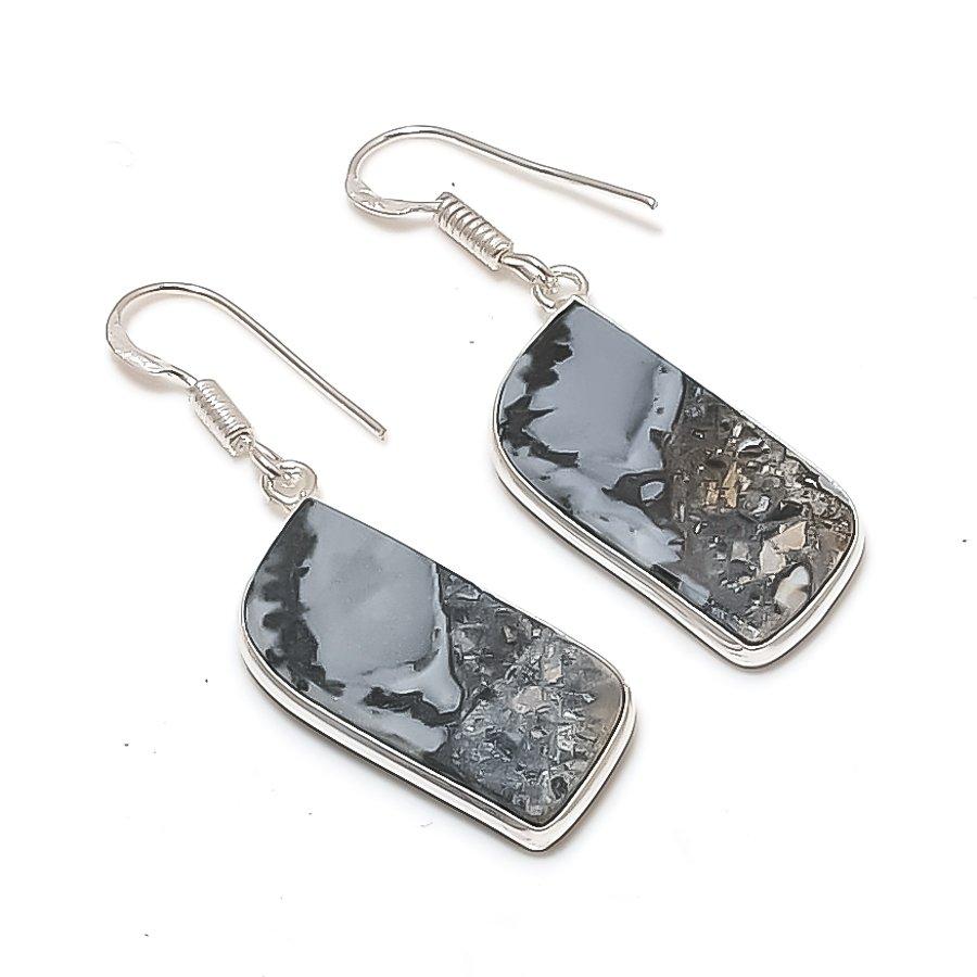 Натуральный Малигановый Яшмовый Камень Серьги из Серебра 925 пробы 1,81  AE-12258