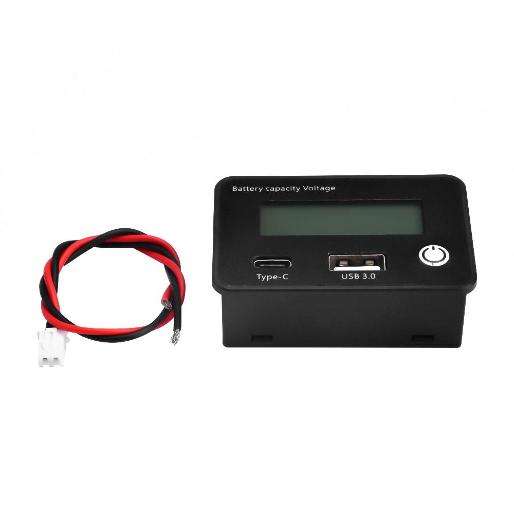 DC 8-30V USB/Tpye-C Lead Acid Lithium Battery Capacity Indicator LCD Car Motorcycle Digital Voltmeter Voltage Tester Meter