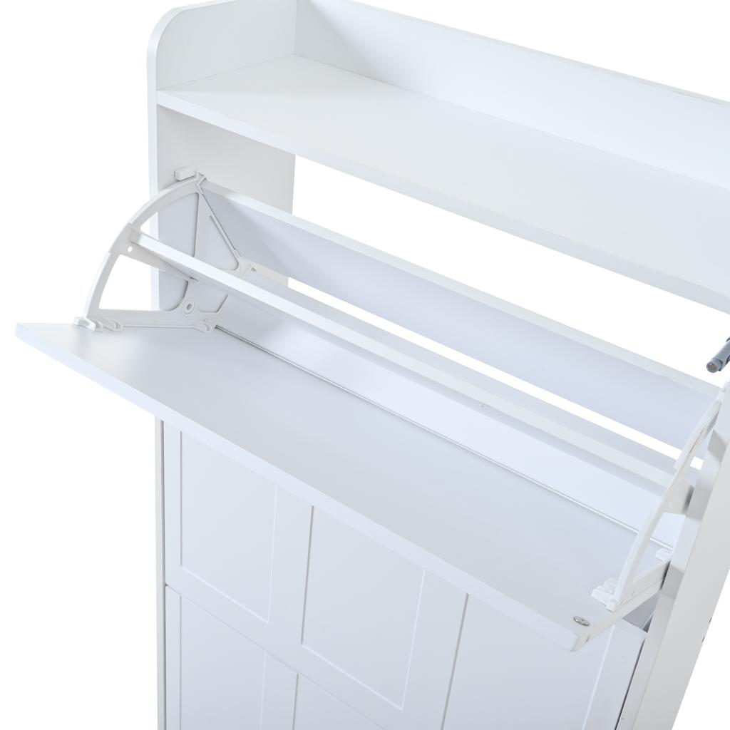 2-Piece Set Shoe Cabinet Shoe Rack, with 12 Compartments, Can Be Placed In Hallways, Doors, Living Rooms and Offices, MDF, White