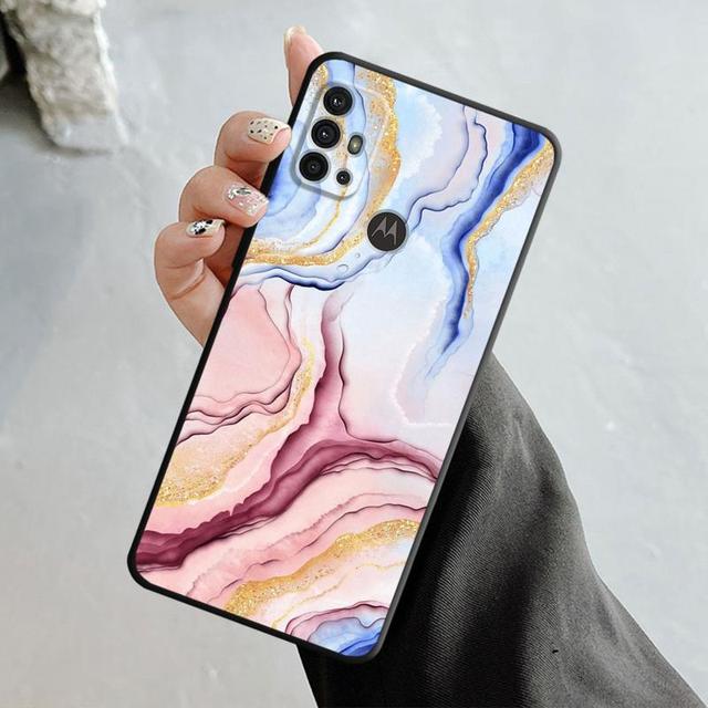 Custodia in marmo con texture oro rosa per Motorola G60 G50 G31 G30 G22 G9 G8 Power Lite Plus Edge 20lite 30pro One Fusion Cover