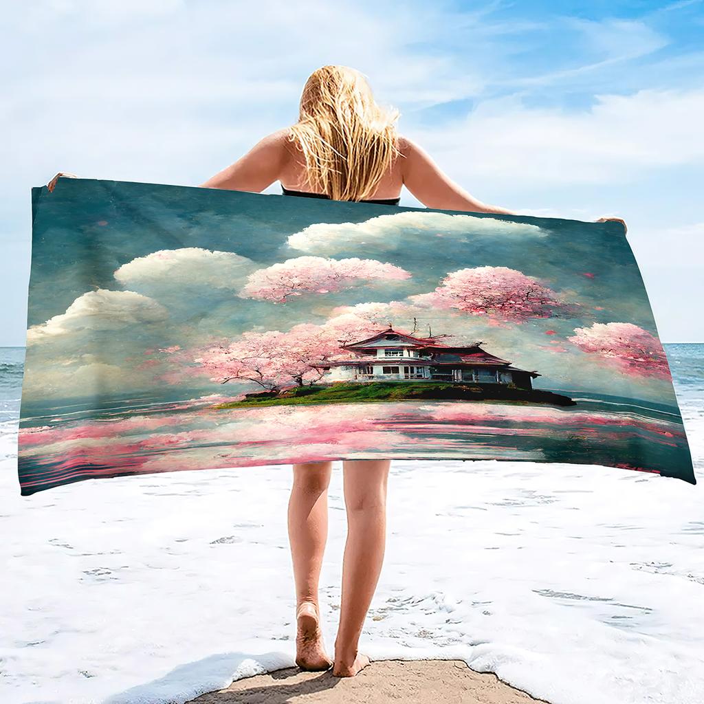 Cherry Blossom Bath Towels Soft Comfort Beach Highly Absorbent Large Decorative Guest Hand For Swimming Pool