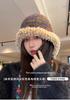 Autumn and winter Internet celebrities new rainbow knitted hat plush edge strap wool hat trend simple Lei Feng hat warm