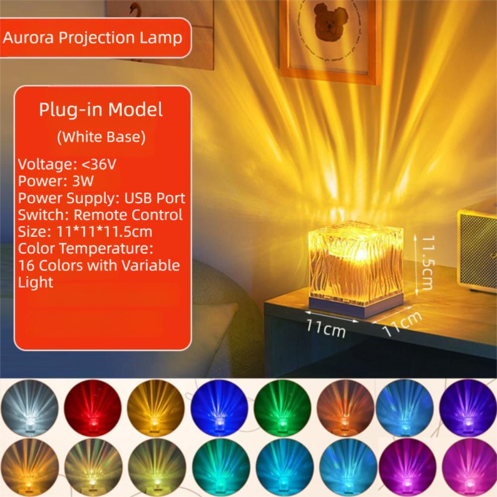 

16 Colors Northern Lights Projector Rechargeable Rotating Night Light USB With Remote control Starry Sky Lamp