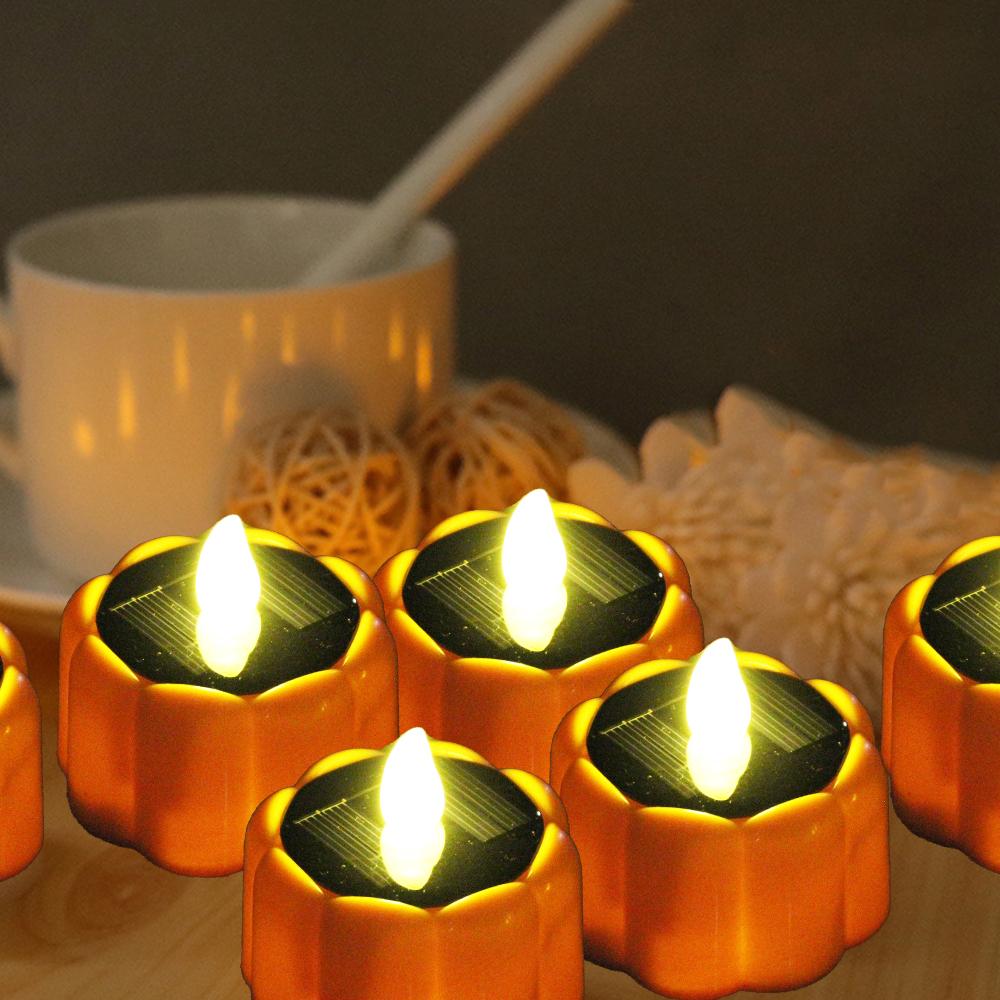 Homemory Solar Tea Lights Solar LED Flameless Candle Lamp Outdoor Waterproof Dusk To Dawn Lighting for Lantern Garden Decor