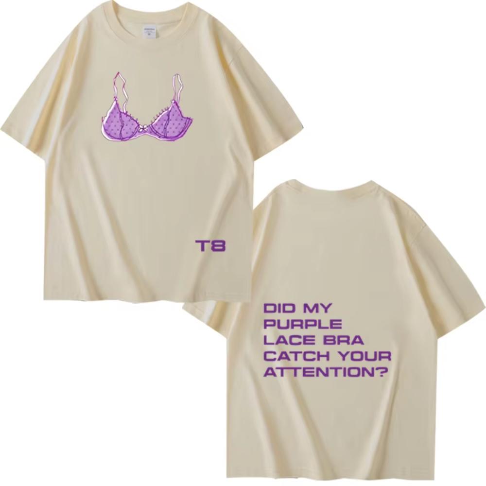 

Tate McRae Purple Lace Bra So Close To What T Shirt Men and Women Oversized Cotton Hot Sale Summer Print Unisex Plus Size Tops S