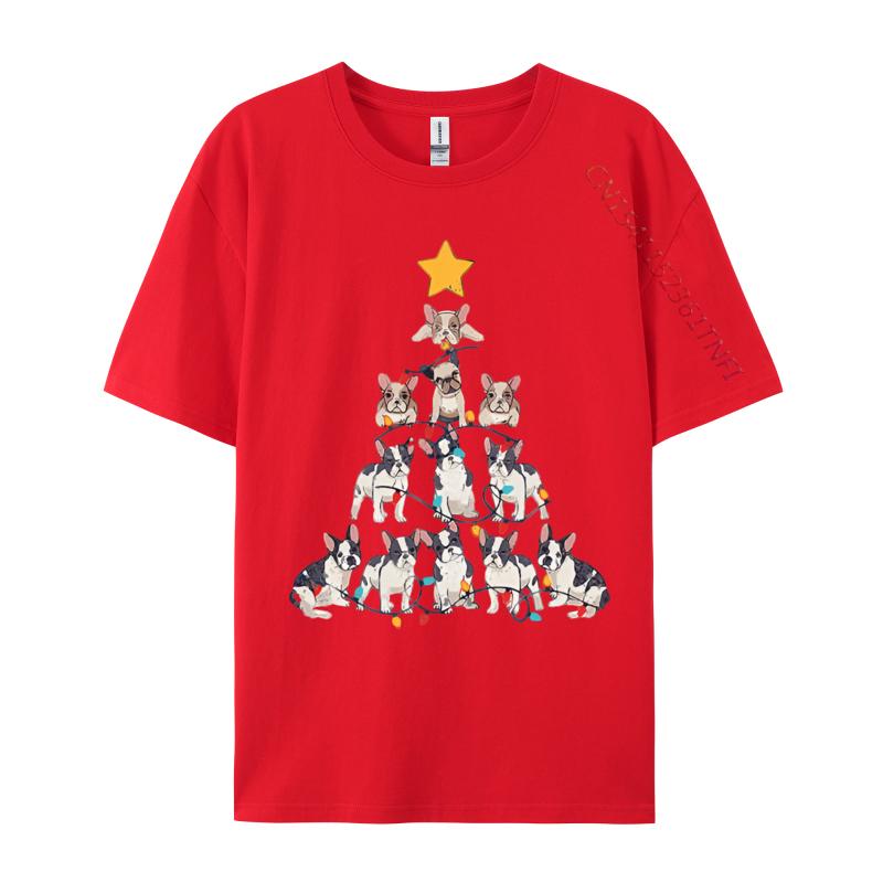 French Bulldog Christmas Tree French T Shirt Tops Shirts Prevailing Cotton Unique Style Unisexs Grahpic Tee Shirt