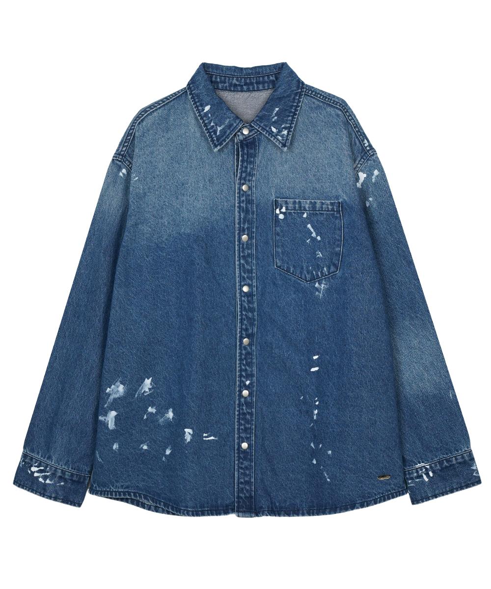 Fdr Vintage Washed Pocket Denim Shirt Blue S