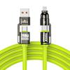 Maximal 240W 4-i-1 Snabbladdningskabel, med två hängande laddningskablar, Utrustad med USB-A/Type-C/Lightning, 4-i-1 Snabbladdningskabel