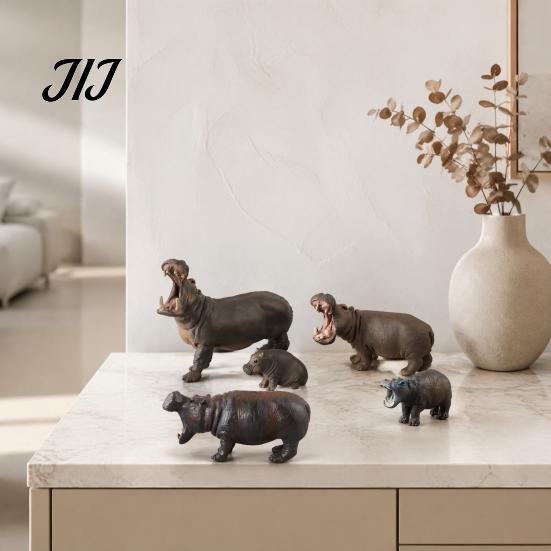 Realistic Hippo Figurine Simulation Hippopotamus Figurine, Lifelike Statue Sculpture, River Wild Animal Educational Toy Horse Model for Desk
