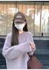 Women's Cozy Gray Imitation Mink Velvet Round Neck Sweater, Perfect for Autumn and Winter.