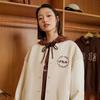 New FILA Baseball Jacket Unisex Wheat Straw Beige F11U339702FBG