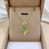 Zircon Green Fox Full Diamond Light Luxury Temperament Gorgeous Full Diamond Necklace Female Versatile Collarbone Chain Titanium Steel