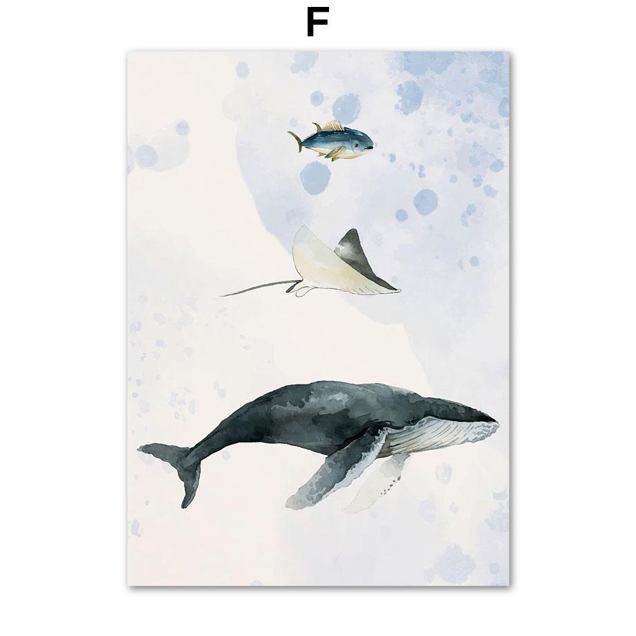 Turtle Beluga Walrus Penguin Seal Killer Whale Wall Art Print Canvas Painting Nordic Poster Wall Pictures Baby Kids Room Decor