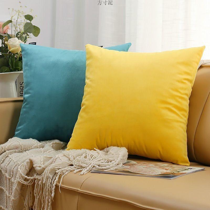 Plush Velvet Square Throw Pillow Cover With Backrest For Sofa Office Bedroom Modern Style Cushion Case
