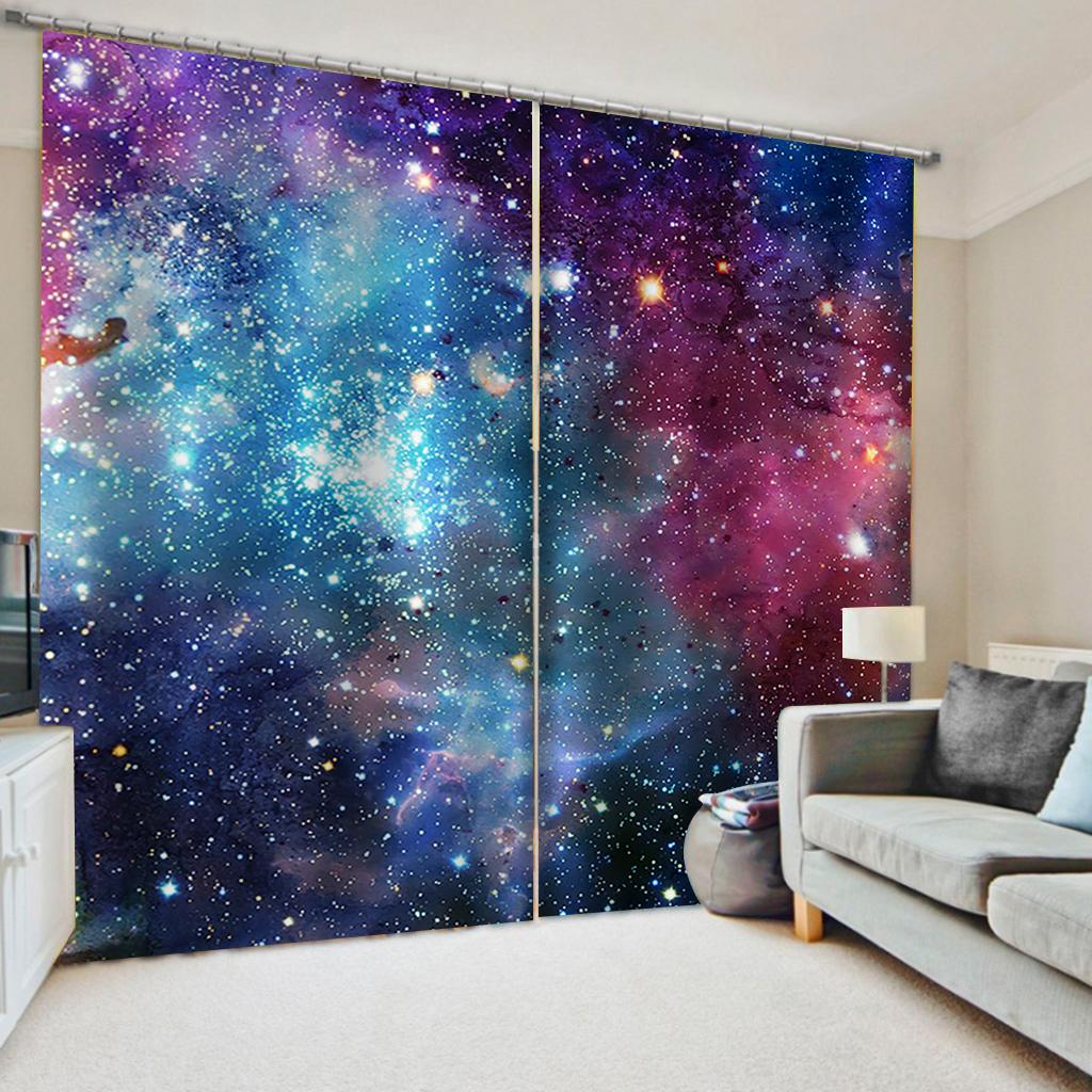 Beautiful Round Moon Star Sky Sea Ocean Window Curtains Blinds For Living Room Kids Bedroom Bathroom Kicthen Door Home Decor2Pcs