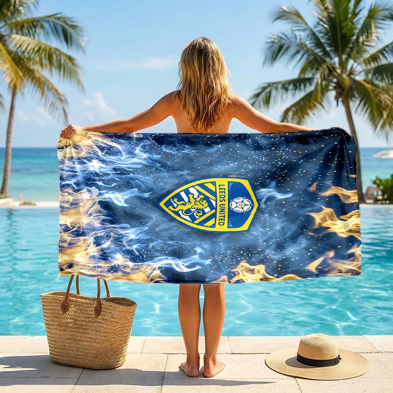 Leeds United Fußball Strandtuch Weiches Mikrofaser Sommerhandtuch Schnelltrocknendes Saugfähiges Handtuch für Strand Schwimmbad Reisen