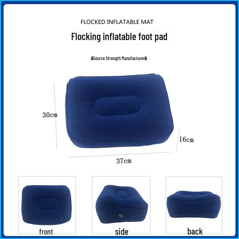Inflatable PVC Flocked Travel Foot Rest for Car and Airplane