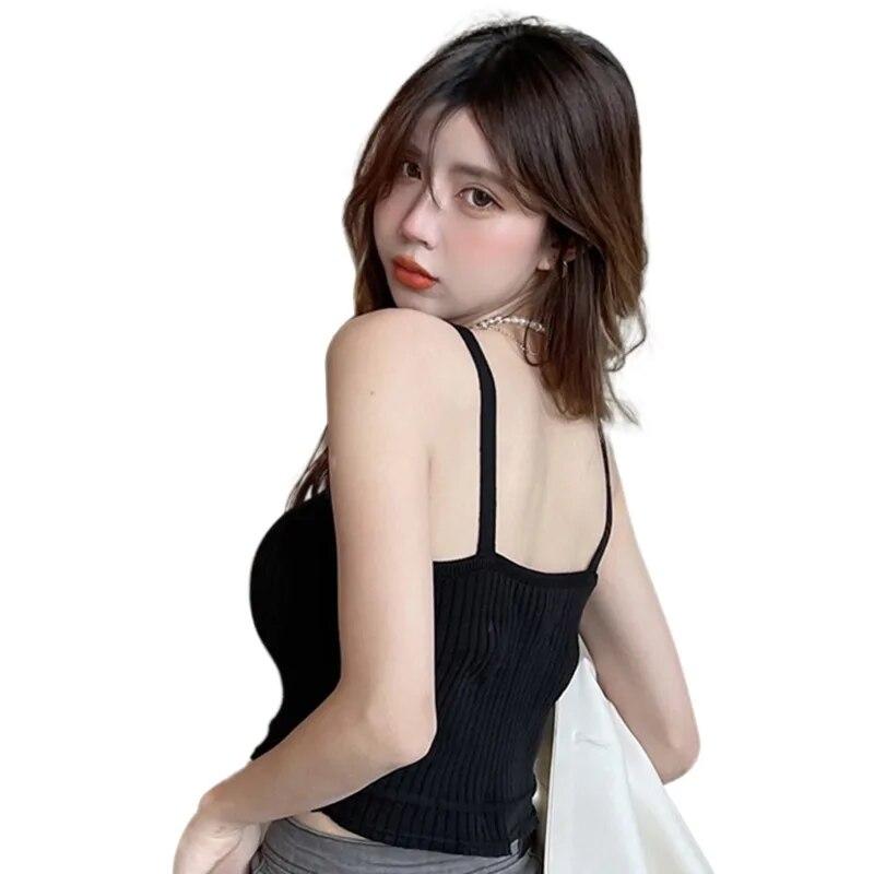 

Женская майка с v-образным вырезом, легкий укороченный топ, однотонная футболка, майка без рукавов, трикотажная облегающая повседневная базовая рубашка One Size