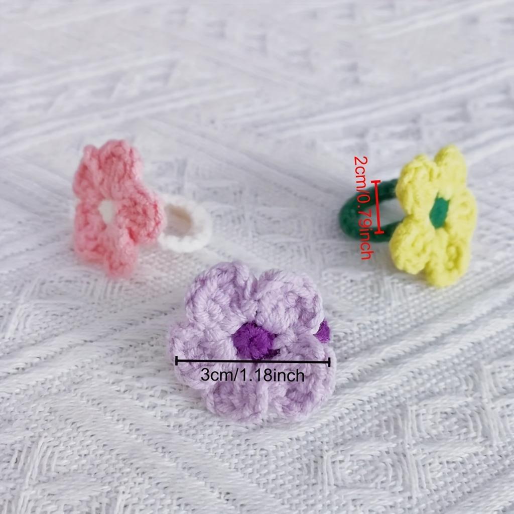 1pc A Handmade Crocheted Ring, Featuring a Yarn-Woven Flower Ring (Random color).