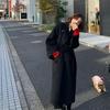 Lapel Woolen Long Coat Women Casual Long Sleeve  Pockets Overcoat Elegant High Street Warm Outwear