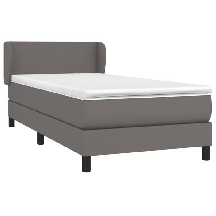 3127173 vidaXL Divan Bed with Mattress Grey 90x200 Cm Faux Leather