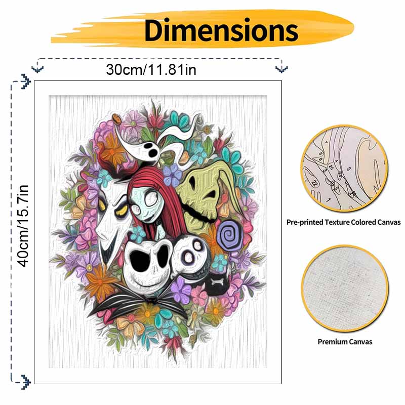 Disney Nightmare Flower Oil Painting Kit Home Bedroom Wall Decor Handmade Gift Art Crafts Canvas Wall Decor Painting For Holidays