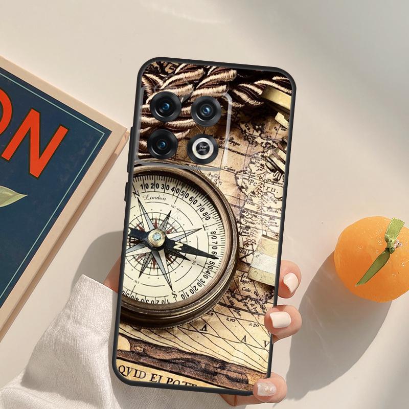 World Map Compass Nautical Case For OnePlus Nord 5 CE 2 3 4 Lite N20 N30 OnePlus 15 13 12 11 13T 10T 10R 12R 13R Cover