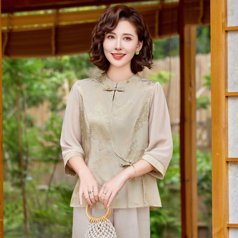 2025 New Chinese Style Summer T-Shirt for Mid-Aged Women