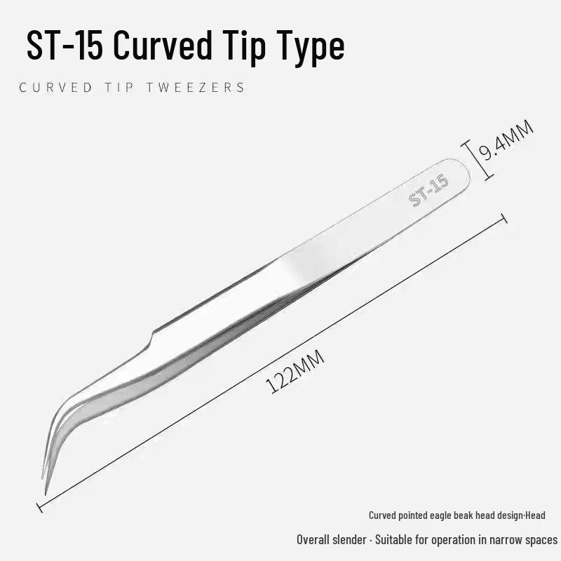 High Precision 304 Stainless Steel Pointed Tip Tweezers for Electronics and Hair Tweezing