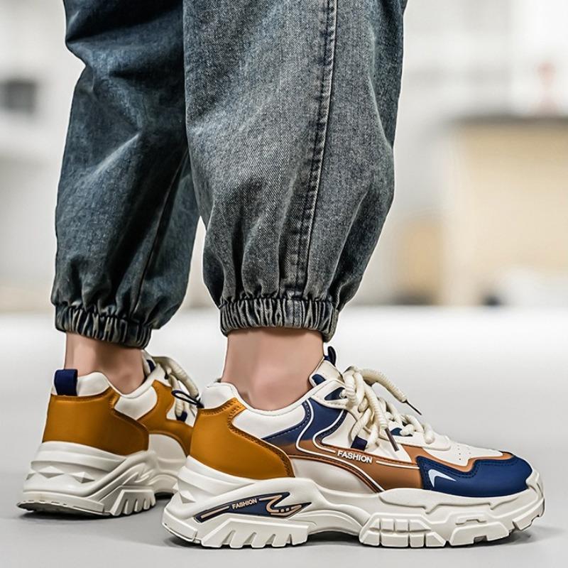 Men Thick Sole Non Slip Running Sneakers, Student Daily Athletic Sports Shoes