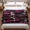 Skull Gothic Theme Soft Blanket Personalized Custom Name Text Print Warm Blanket Home Sofa Bedroom Decor