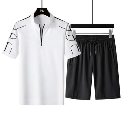 Sommermode Einfarbig Eis-Seide Atmungsaktiv Sportanzug Herren Lässig Entspannt Bequem