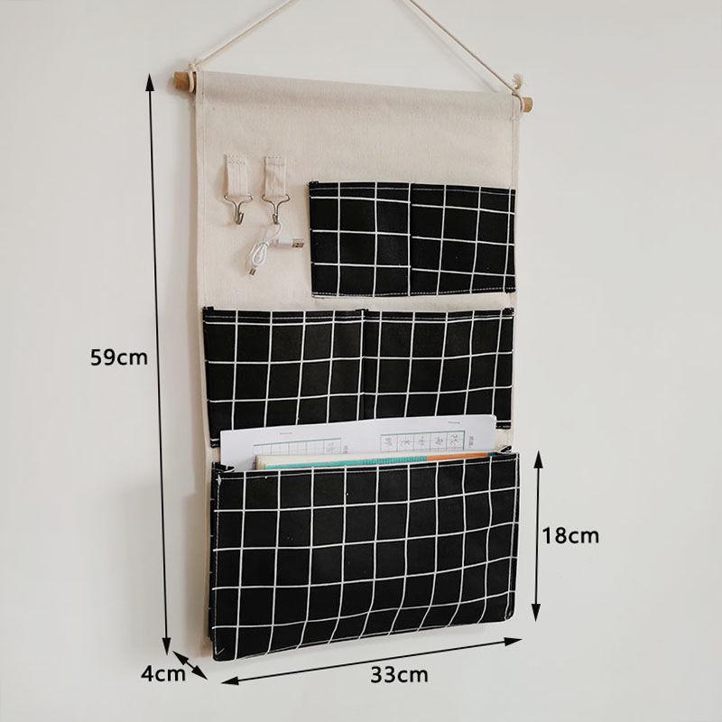 Multi-layer Fabric Hanging Storage Bag for Dormitory and Wardrobe Door, Wall-Mounted Phone Organizer