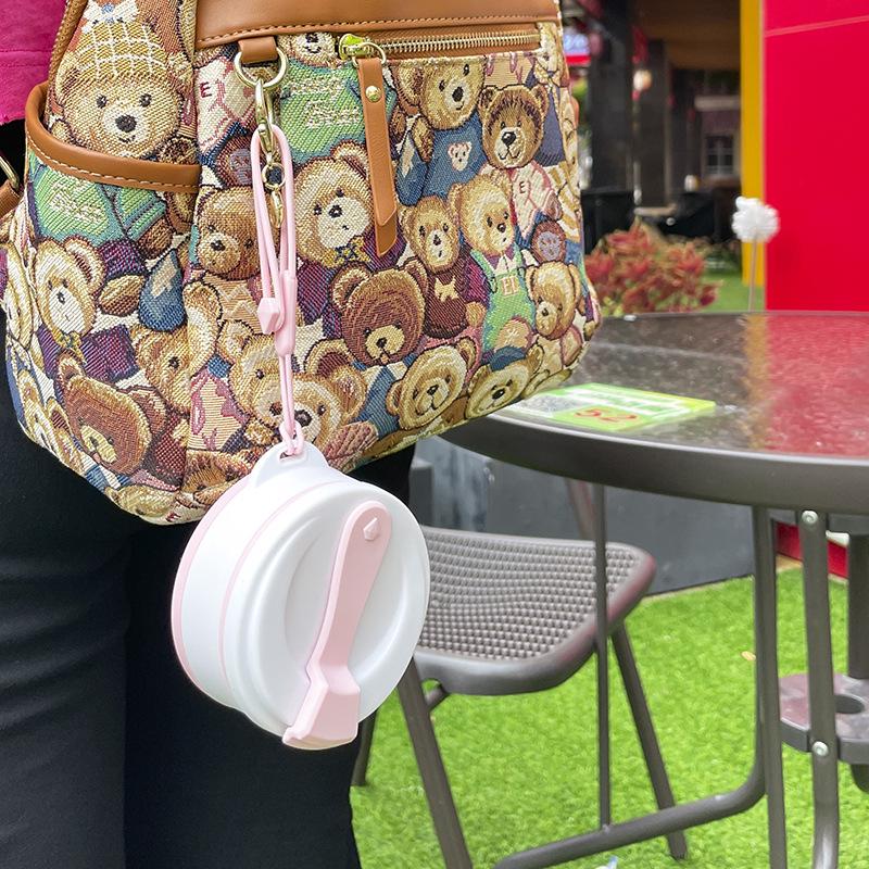 350ML Portable Silicone Folding Cup – Durable, High-Temperature Resistant, with Climbing Rope for Outdoor Travel and Home Use