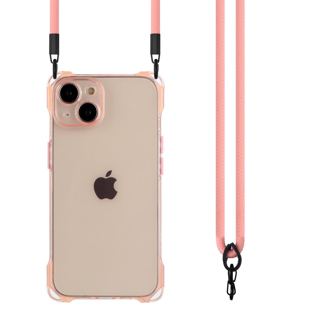 For iPhone 15 Slim-Fit Phone Cover Four Corners Anti-drop TPU Case with Hanging Rope