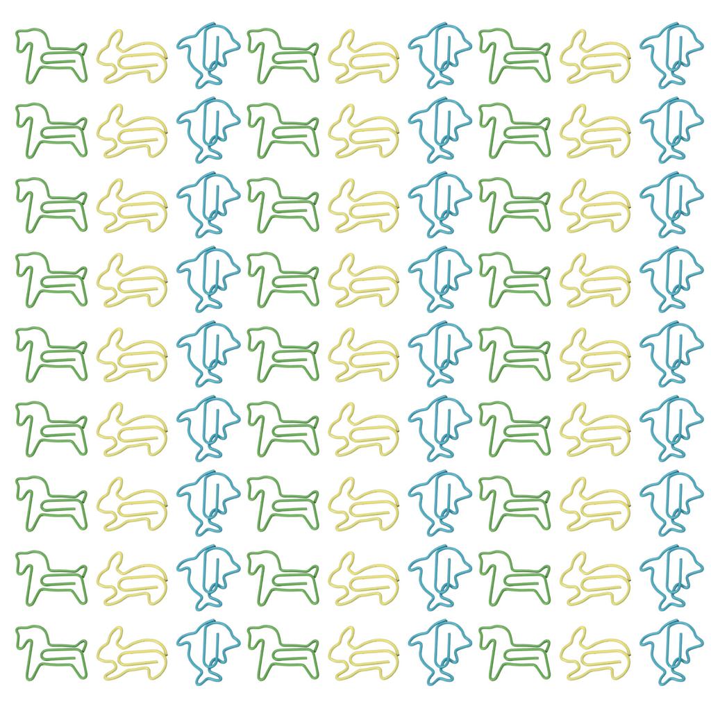 32 Box Paper Clips 3 Colors Innovative Pony Rabbit Dolphin Combo Small Metal Paperclips for Paperwor