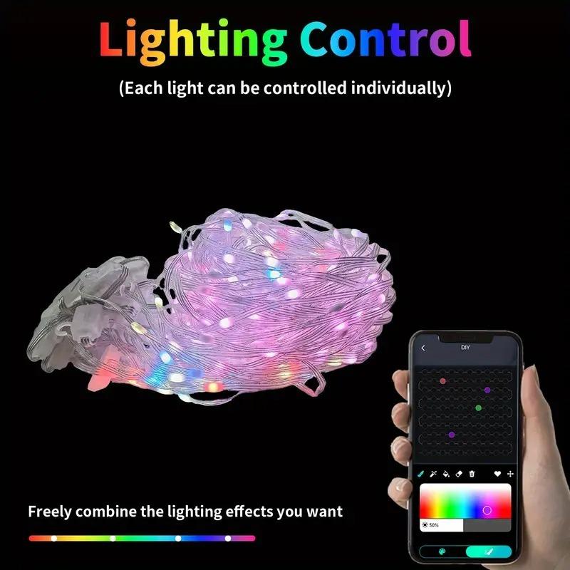 1 Sets LED Curtain Lights String RGB Color Changing with APP Remote Control for Halloween Christmas Wedding Garden Party Decor