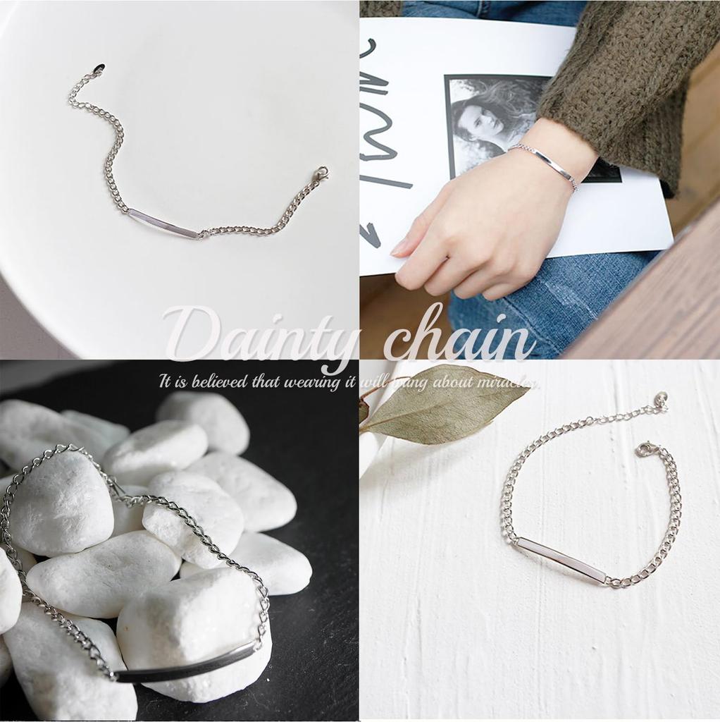 Authentic 925 Sterling Silver ID Chain Bracelet with and Narrow Includes and Popular Brand Jewelry and One Size Fits Plate, Simple, Slim, Design.