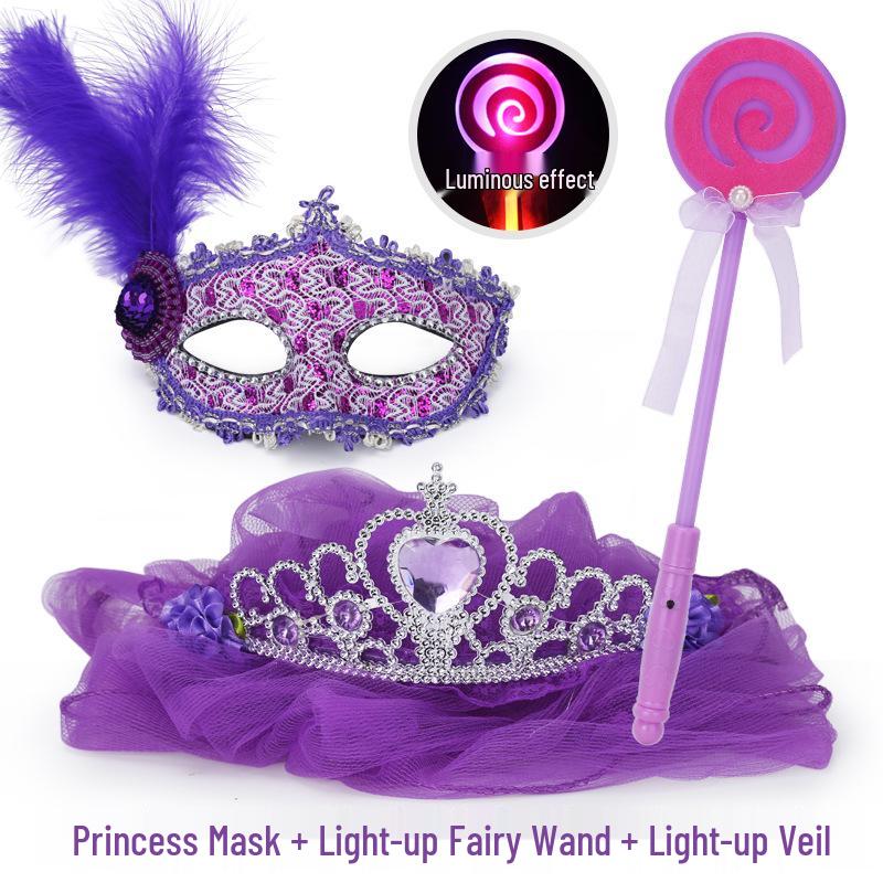Princess Masquerade Mask for Girls - Halloween Veil and Party Dress-Up Toy