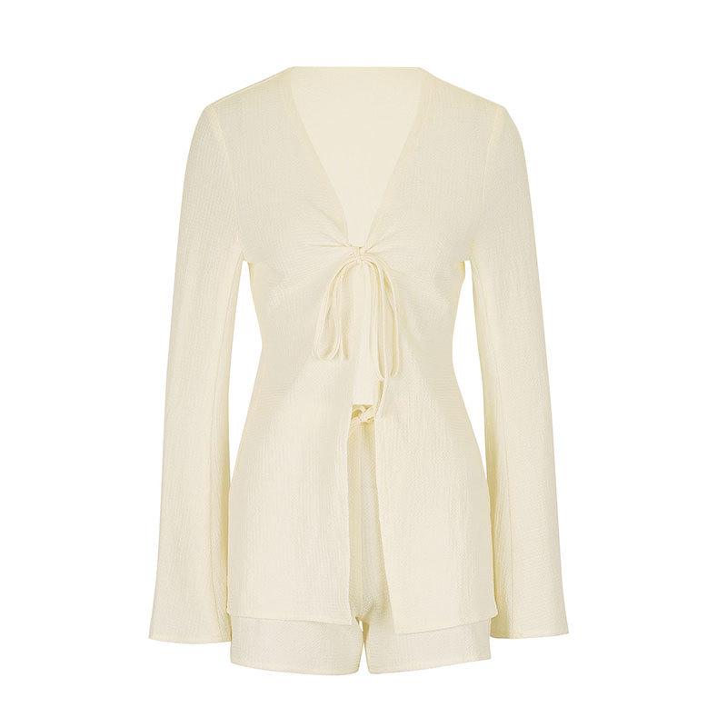 

AD437 Summer 2025 Women s Long Sleeve Fashion Casual Set Medium бежевий