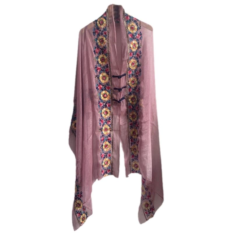 Soft Polyester Long Shawl with Intricate Ethnic Embroidery Shawl Elegant Shawl for Parties and Vacations